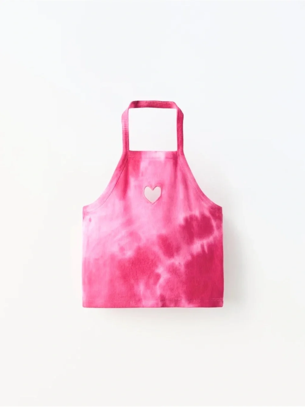 Zara Girls Pink Ribbed Halter Top with Heart Cutout